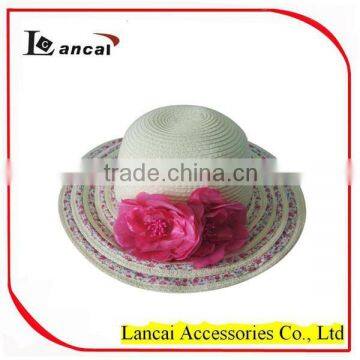 2016 hot sale girls 100% paper fashion straw floral hat