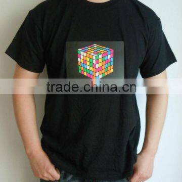 Hot and popular sound activated EL T-shirt 100% cotton for HipHop