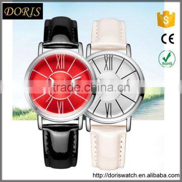 New models from Doris Watch roman index dial bright leather band fashion watches oem watch