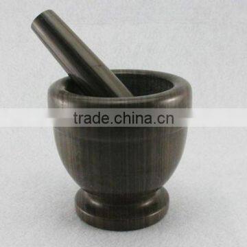 30138 Black Wood Vein Marble Mortar & Pestle