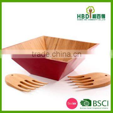 Red bamboo salad bowl