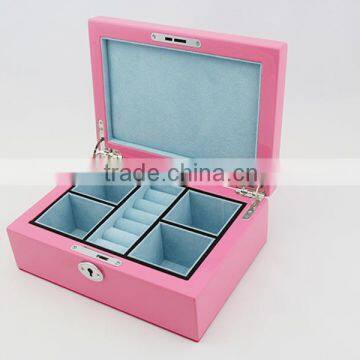 Luxury custom Pink wooden jewellry boxes / Wood Box Packaging with key lock