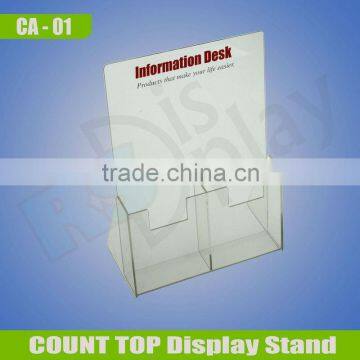 Acrylic brochure holder stand for DL leaflets