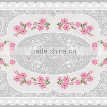 2015 Newest transparent printed all-in-one floral plastic tablecloth piece/roll