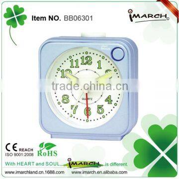 blue square shape clock,shining clock,table alarm clock