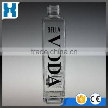 ALCOHOLIC 750ML SQUARE CLEAR GLASS VODKA BOTTLE