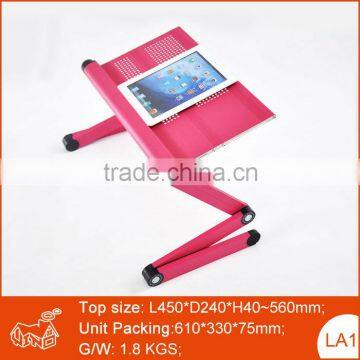 Rose Pink Color Adjustable Aluminum Laptop Table