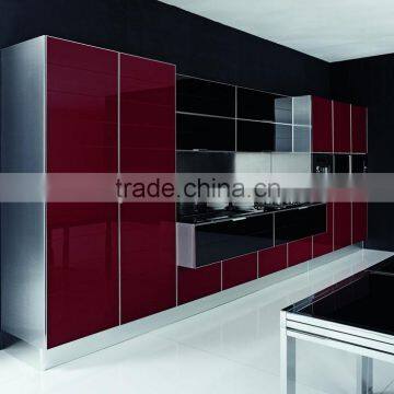 affordable High gloss custom-made glass cabinet kitchen