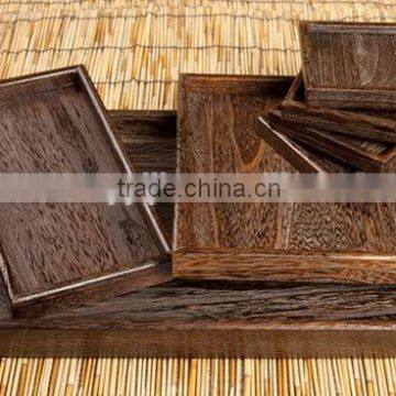 Japan Market Antique Paulownia Wood Tray,burn Wood Tray,antique Square Tray photo-5