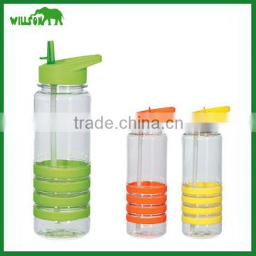 Plastic tritan straw bottle with silicon sleeve