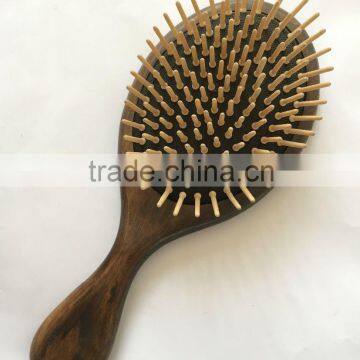 Wooden paddle wooden pins cushion hair brush