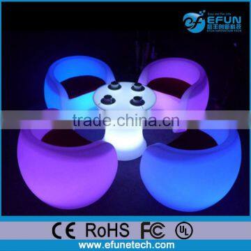 modern design led light cafe table and chairs ,RGB color led pub table with chairs