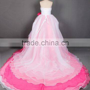 RSW842 Asymmetric Hemline Organza Custom Made Pink Wedding Dresses China photo-2