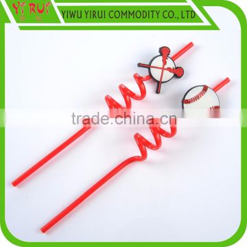 funny crazy spiral drinking straws with drum shape and volleyball pattern