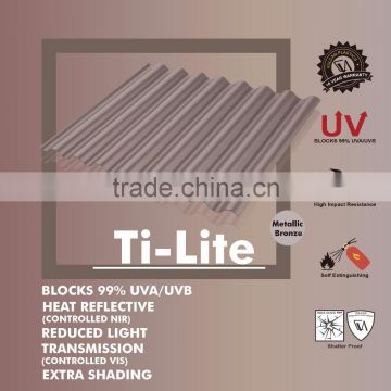 Taiwan Made Opaque Plastic Polycarbonate Corrugated Sheet (Ti-Lite Metallic Bronze ROMA)