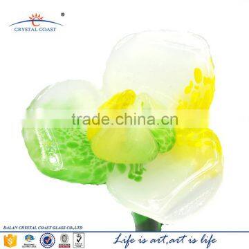 Murano Hand Blown Glass Red/ Purple/Blue Flower Sculpture photo-4