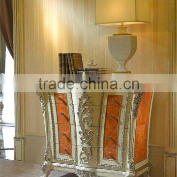 Regency Lacquer Wood Carved Chest of Drawer, Hall Way Console Table, Decorative Neo Classic Personality Table