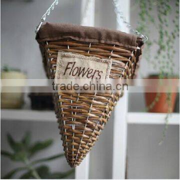 100%Handmade wicker flower hanging basket hanging flower basket bracket hanging basket