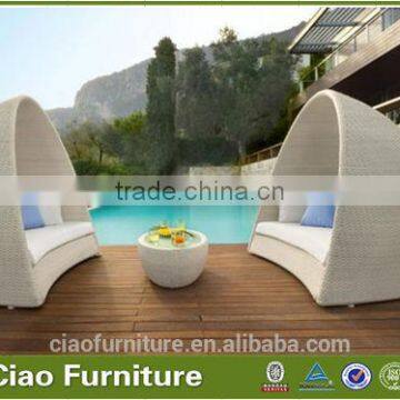 2014 modern design rattan round sun bed + outdoor bed