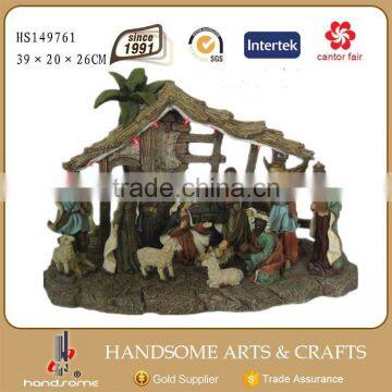 15 Inch Handsome Crafts Christmas Crib Led Light House Decorations