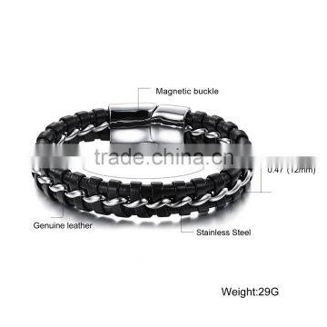 Mens Leather Bracelet Fashion Bracelets 2017 Real Cow Leather Bracelet photo-3