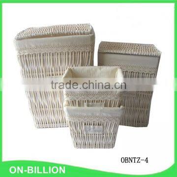 Delicate living room white wicker laundry basket with lid