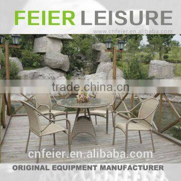 FEIER A6064CH Round Rattan Chair Wicker Metal Frame Chair