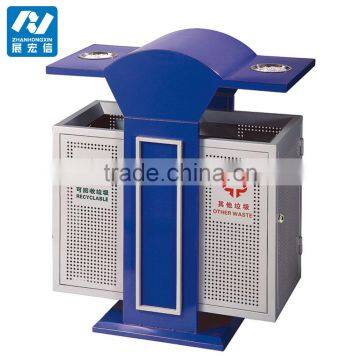 Commercial Metal Waste Bin Outdoor Trash Bin With Ashtray photo-4