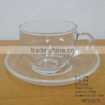 3oz 90ml Mini Glass Coffee Mug With Saucer Glass Tea Cup With Saucer photo-2