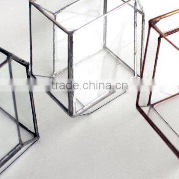 Trendy Modern Geometric Hexagon Stained Glass Terrarium photo-3