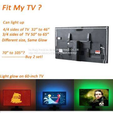 TV Bias Lighting USB Powered LED Light Strip for 47-50 Inches TV Back Decor 20 Color Options Dimmable Remote