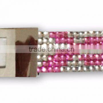 PU Leather Bracelet With Zinc Alloy Locking Part, Hot Sale Gift Leather With Crystal Gem Decoration photo-6