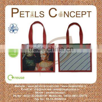 Customize printed jute bag with jute self handle available in all colors