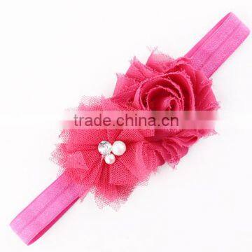 2015 Wholesale Baby Toddler Infant Flower Headband With Pearl Hair Bow Band Accessories photo-3
