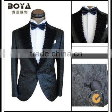 2014 new style slim fit black tuxedo for men jacquard blazer