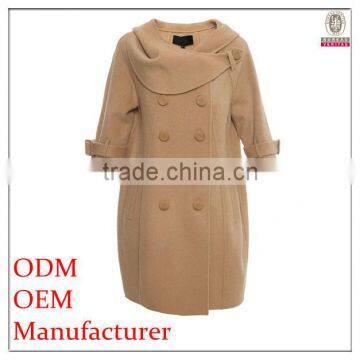 OEM factory new arrival middle sleeve cuff tab design women wool coat