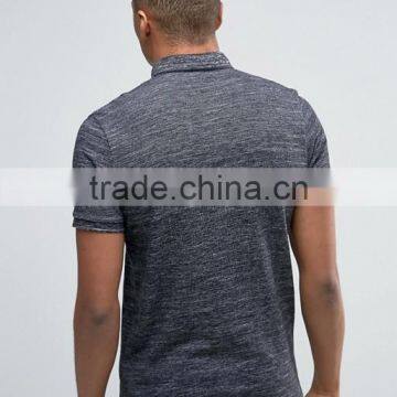 Cheapest Custom Short Sleeve Button Placket Flesh Design Black Men's 100% Cotton 200g Casual Polo T-Shirt photo-2