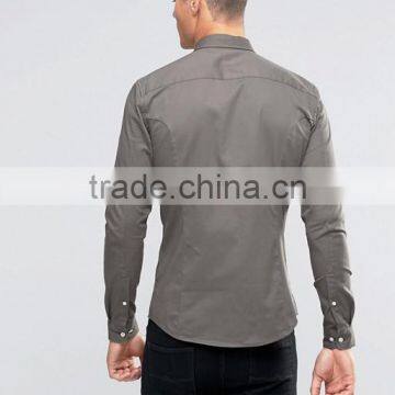 High Quality Custom New Design Long Sleeve Mens 98% Cotton Twill 2% Elastane Skinny Fit Casual Party Dress Shirts photo-2