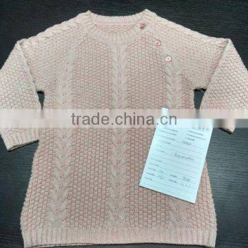 High Quality Wholesale knitted cable child long cashmere sweater(W35)