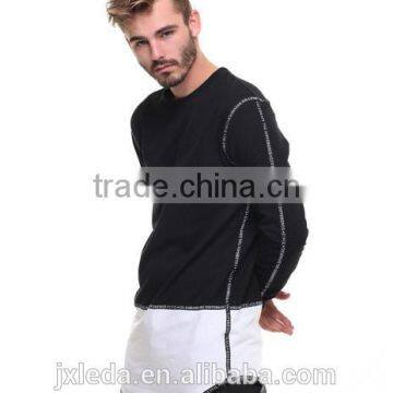 Fields French Terry Fabric Rounded Neck Hem Printed Trim Drop Tee Color Block t Shiet for Men photo-4