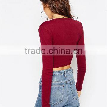 MGOO OEM/ODM Cheap Price Wine Party Club Sweater Stock Short Sweater Top Sexy V-Neck Sweater Women JR8562 photo-3