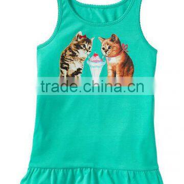 Heat transfer printed girls ruffled top