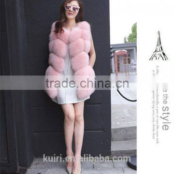 Real Fox Fur Vest Blue Sleeveless Clothing Style O-Neck Solid Natural Fox Fur Waistcoat for Women Vest photo-3