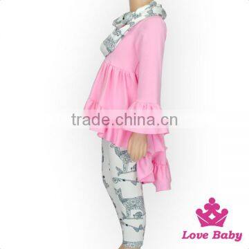 48BQA081-3Yiwu Lovebaby Cotton&silk Milk Wholesale Animal Print Pant Long Sleeve Light Pink Casual Dress Newborn Baby Clothing photo-2