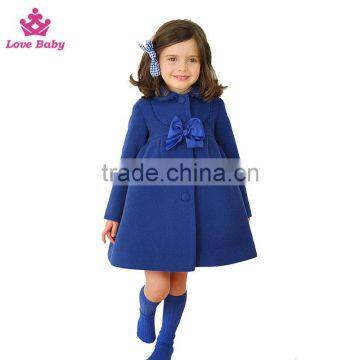 Baby Autumn Woollen Coat Single-breasted Bowknot Kids Wool Jacket Baby Cloak photo-4