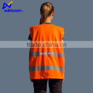 safe protective orange LED construction vest for workers