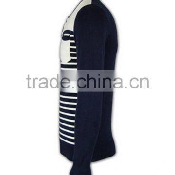 ISO9001/BSCI Manufature Navy Blue Teenager Striped Pattern Cardigan Sweater