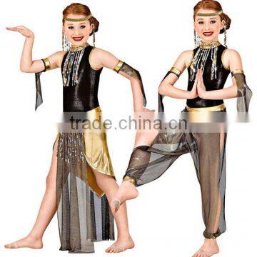 2016 New !!-Glimmer jewels of princess india costume- black and gold sleeveles dance costumes