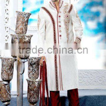 Cream Banarasi Pure Raw Silk Sherwanis