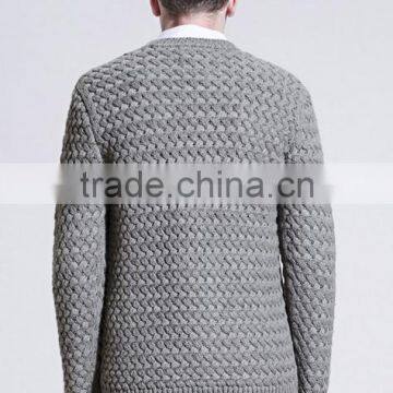 Simple Round Neck Gray Custom Knitting Mens Wool Sweater With Low Prices photo-4